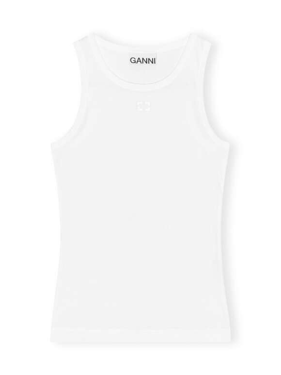 Ganni - RIB TANK TOP HVID