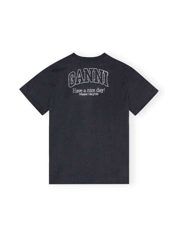 Ganni - RELAXED RHINESTONE T-SHIRT GRÅ