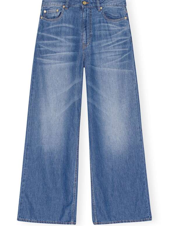 Ganni - Blue Denim Wide Jeans 