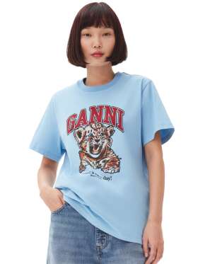 Ganni - BLUE JERSEY TIGER T-SHIRT