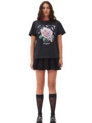 Ganni - Black Basic Jersey Rose T-shirt