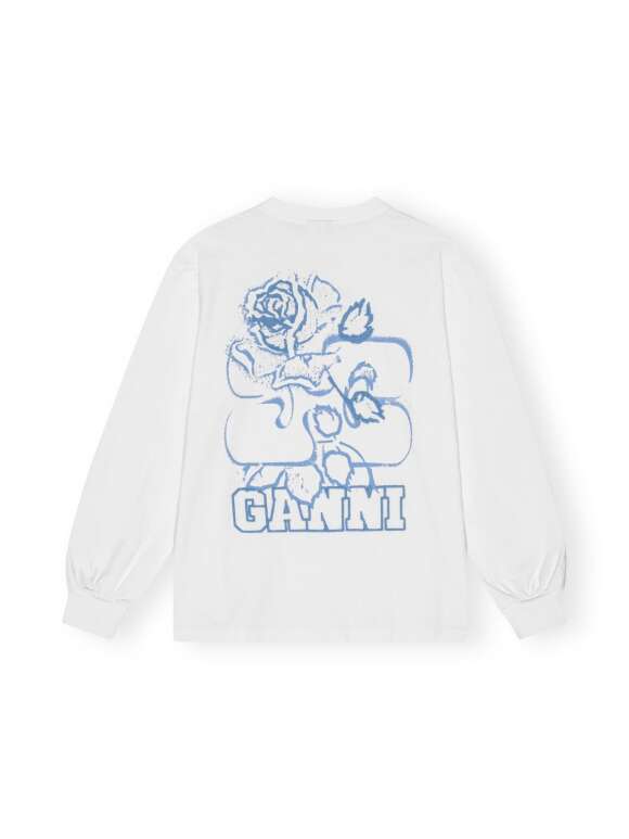 Ganni - FUTURE HEAVY ROSE BLUSE HVID