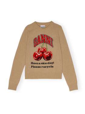 Ganni - CHERRY O-NECK PULLOVER SAFARI