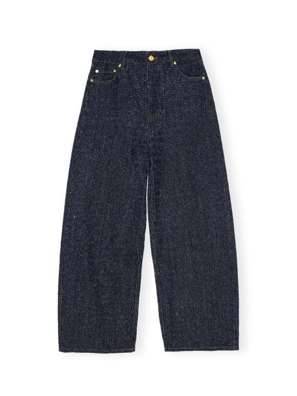 Ganni - Dark Denim Fluffy Wide Jeans