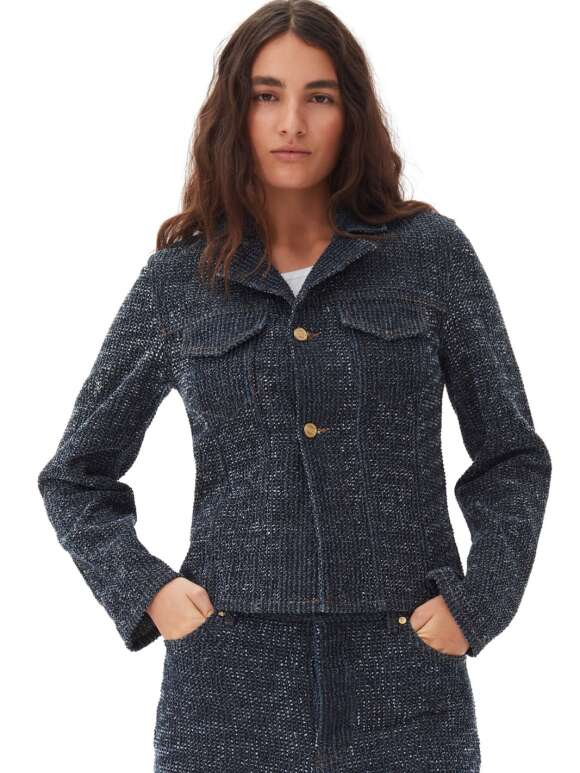 Ganni - Dark Denim Fluffy Blazer