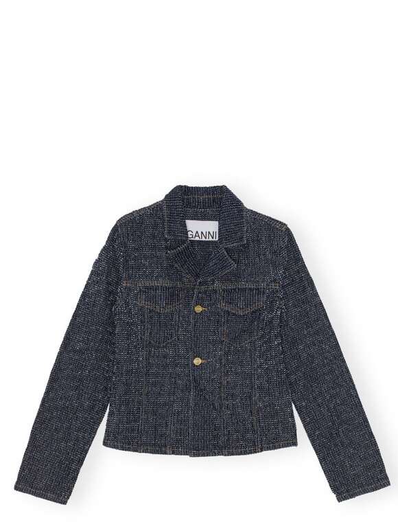 Ganni - Dark Denim Fluffy Blazer