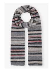 Ganni - Grey Striped Soft Wool Halstørklæde