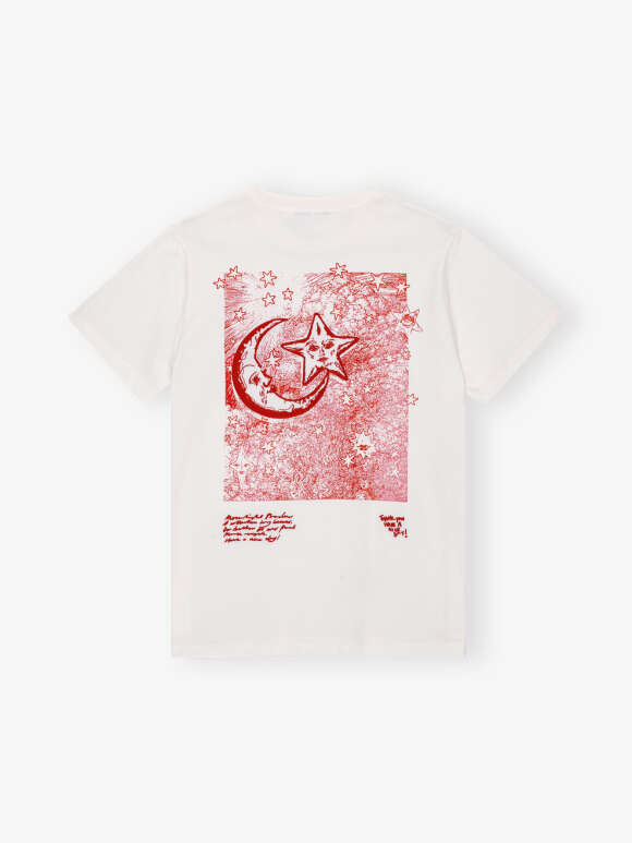 Ganni - White Celestial Poster Relaxed T-shirt