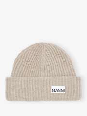 Ganni - Oversized Wool Rib Knit Beanie