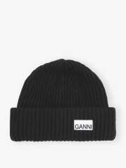 Ganni - Oversized Wool Rib Knit Beanie