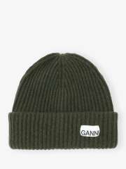 Ganni - Oversized Wool Rib Knit Beanie