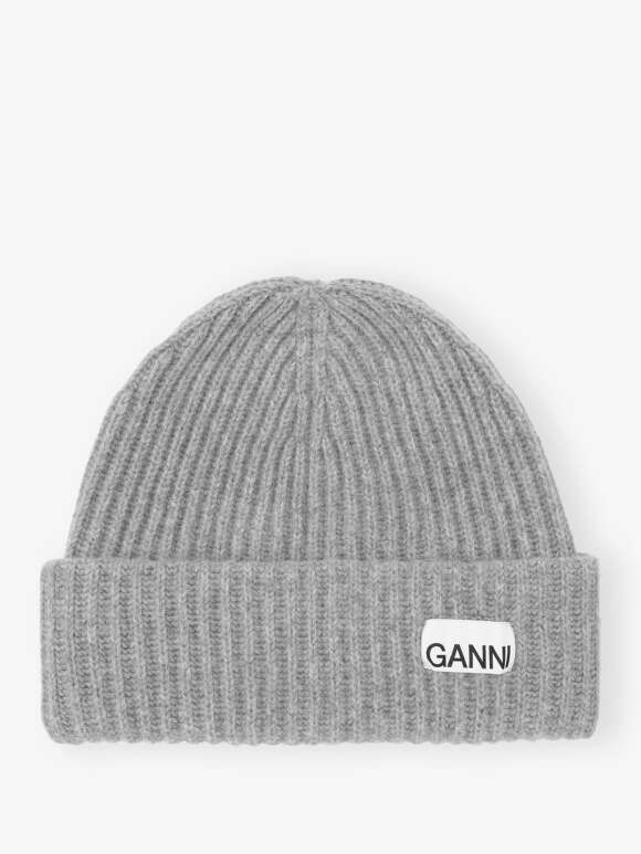 Ganni - Oversized Wool Rib Knit Beanie