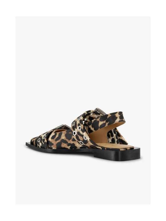 Ganni - Leopard Satin Feminine Buckle Ballerinas