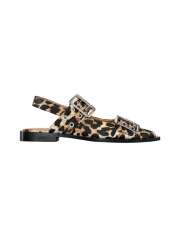 Ganni - Leopard Satin Feminine Buckle Ballerinas